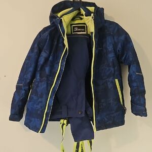 Snow Suit - 2 Piece Set -Blue and Lime Green